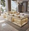 Modern L-Shaped Marble Detailed Leather Upholstery  Sofa / Lixra