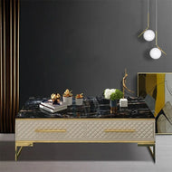 Modern Luxury Marble Coffee Table with Drawers / Lixra