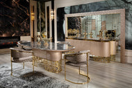 Glossy Marble Dining Table Set for 6 / Lixra