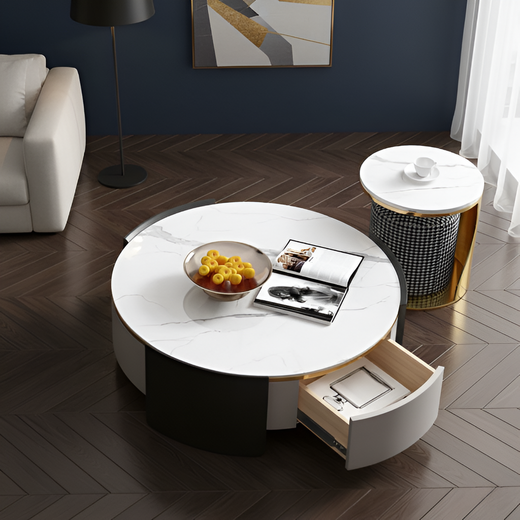 Marble Top Coffee Table with Storage / Lixra