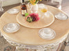Round Marble European Dining Table Set with Lazy Susan / Lixra