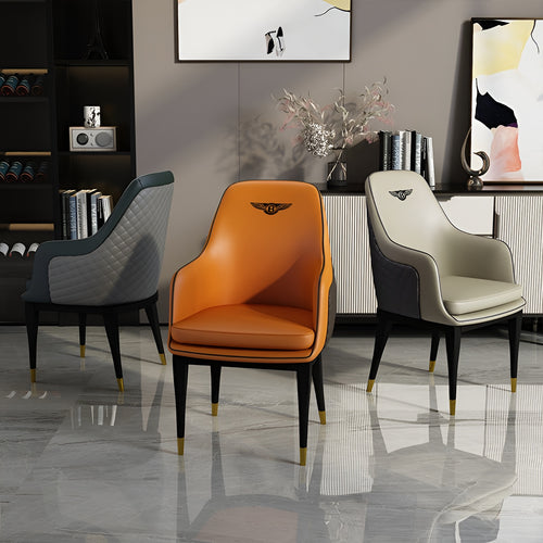 Set of 6 Leather Upholstered Dining Chairs / Lixra