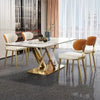 Extravagant Gold Finish Marble-Top Dining Table Set / Lixra