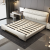 Contemporary Upholstered Leather Bed With Golden Accents / Lixra