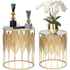 Golden Leaf Duo Mirrored Side Table Set / Lixra