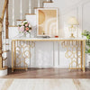 Long Accent Table With Golden Geometric Design / Lixra