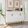 Functional Beauty Wood Buffet Cabinet With Gold-line Handles / Lixra