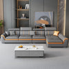 Contrasting Leather Sectional Couch With Adjustable Headrest / Lixra