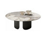 Gold & Black Base Marble Top Coffee Table With Side Table / Lixra