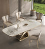 Metal Base Marble-Infused Dining Table Set / Lixra