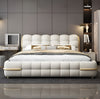Tufted Designer Leather Bed with Metal Accents / Lixra