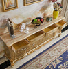 Grand Golden Wooden Hutch Or Buffet Table With Marble Top  / Lixra