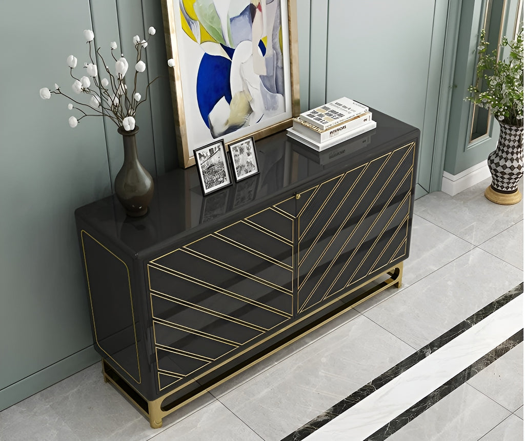Glossy Wooden Metallic Modern Buffet Table / Lixra