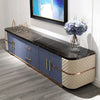 Modern Black Marble TV Console With Gold Metal Base / Lixra