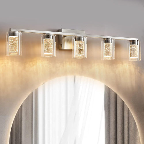 5-Light Bathroom Vanity Light With Crystal Glass Shade / Lixra