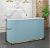 Multicolor Curved Wooden Reception Desk With Metal Base