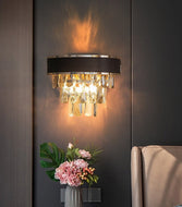 Semicircular Dazzling Crystal Wall Lamp / Lixra