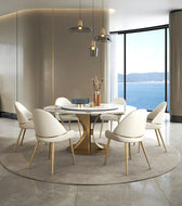 Lavish Round Marble Dining Table Set / Lixra