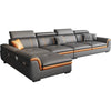 Contrasting Leather Sectional Couch With Adjustable Headrest / Lixra