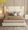 Contemporary Style Gold Plated Leather Bed / Lixra