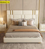 Contemporary Style Gold Plated Leather Bed