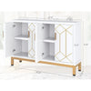 Functional Beauty Wood Buffet Cabinet With Gold-line Handles / Lixra