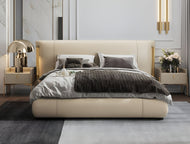 Creamy White Gold Plated Leather Bed / Lixra