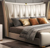 Contemporary Spacious Gold Plated Leather Bed / Lixra