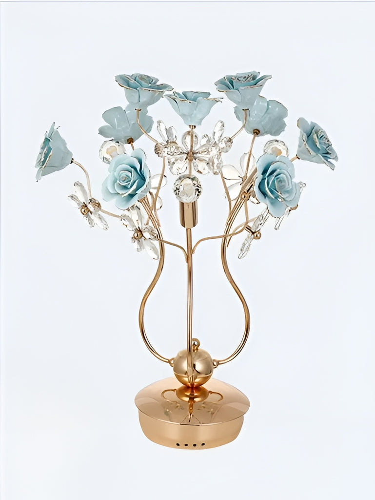 Luxurious Blue Rose Ceramic Table Lamp / Lixra