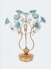 Luxurious Blue Rose Ceramic Petal Table Lamp With Gold Accents/ LIxra