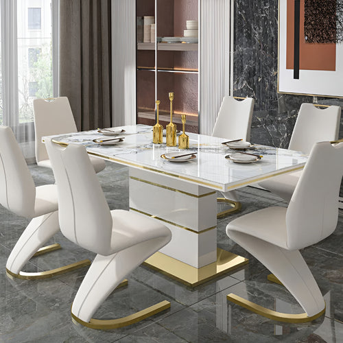 Gilt-Edged Marble Dining Table Set / Lixra