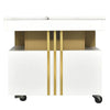 Glamorous Faux Marble Coffee Table With Embedded Gold Metal Bars/ Lixra