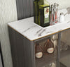 Ample Storage Marble-Top Wooden Buffet Table / Lixra