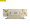 Modern Designer Fabric Bed with Gold Accents / Lixra