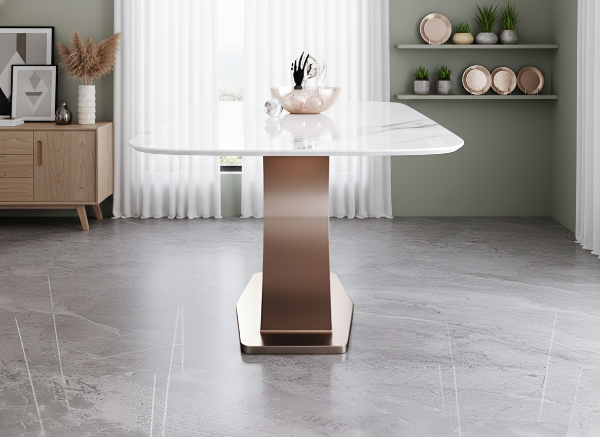 Contemporary X-Shaped Marble Dining Table / Lixra