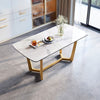 Marble Elegance Extendable Dining Table Set with Clad Chairs