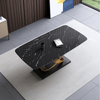 Glossy Rectangular Marble-Top Dining Table / Lixra