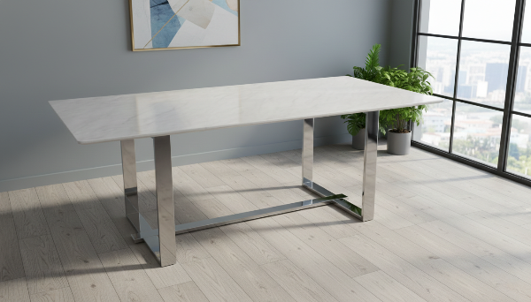 Contemporary White Marble Top Dining Table / Lixra