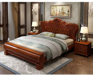 Vintage European Milan Wooden Leather Bed / Lixra
