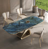 Metal Base Marble-Infused Dining Table Set / Lixra