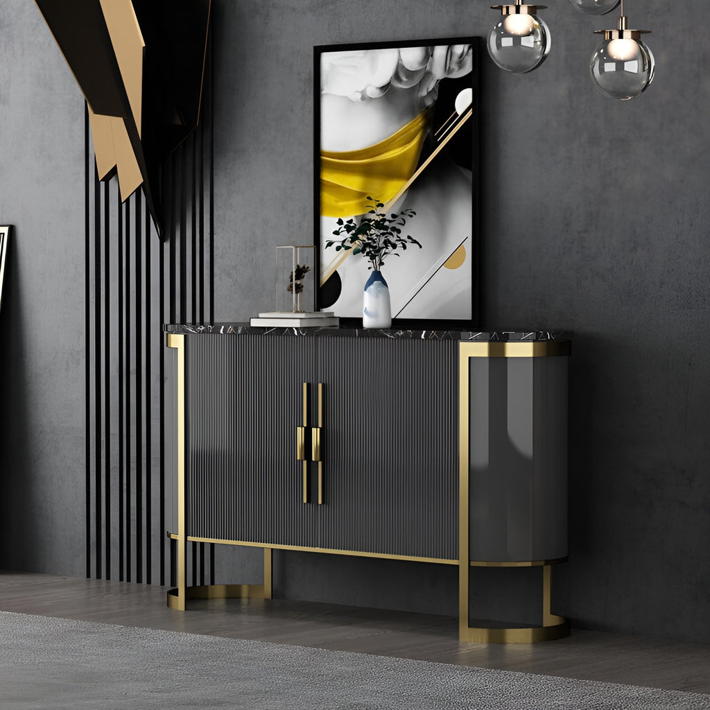 Nordic Style Marble-Top White Buffet Table / Lixra