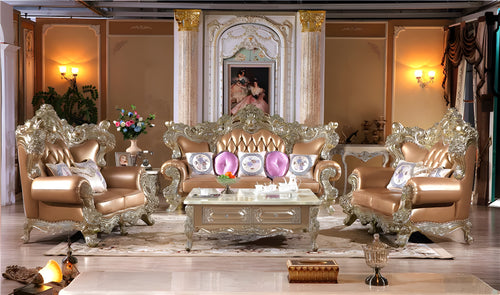 Liville Wooden Carved European Sofa Set Of 3 / Lixra