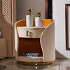 Golden Fusion Round Fabric Contemporary Wooden Nightstand / Lixra