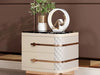 Elegant Fusion White Leather Nightstands With Black Marble Top / Lixra