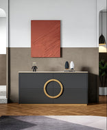 Marble-Top Wooden Buffet Table with Storage / Lixra