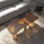 Wooden Coffee Table with Transparent Glass / lixra