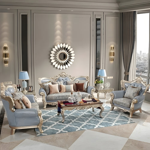 Liville Style European Handcrafted Leather Sofa Set / Lixra