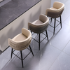 Set of 3 Leather Upholstered High Raised Bar Stools / Lixra