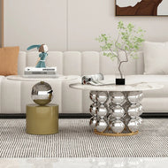 Pearl-Shaped Marble Coffee Table with Side Table / Lixra