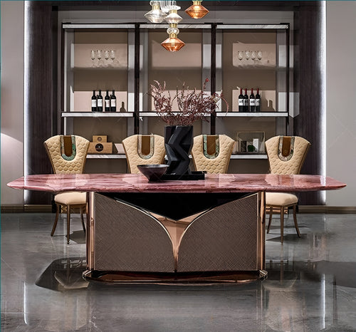 Vermilion Marble Dining Table Set / Lixra